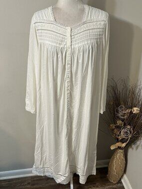 VTG Erika Taylor Intimates Long Country Cotton Nightgown Prairie Cottage Sz M